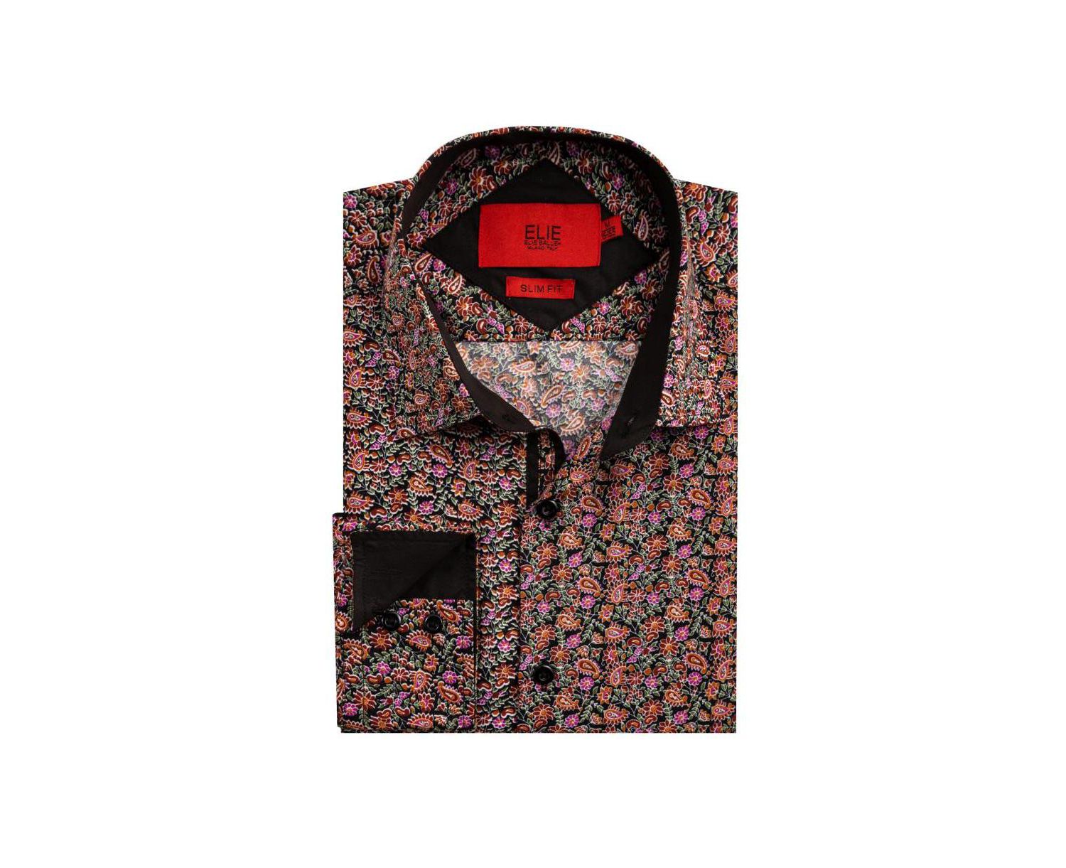 Men's Slim Fit Paisley Print Button-Down Shirt By