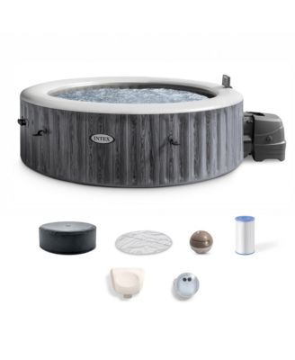 PureSpa Greywood Deluxe Spa Set, 170 Bubble Jet Hot Tub with Cover, 85x28"