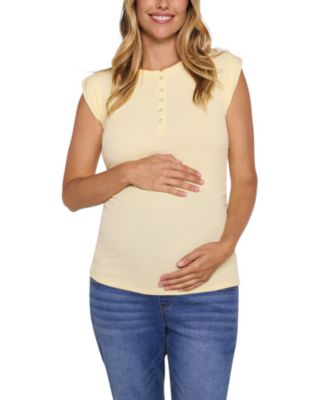 Maternity Motherhood Ruched Henley Muscle Tee