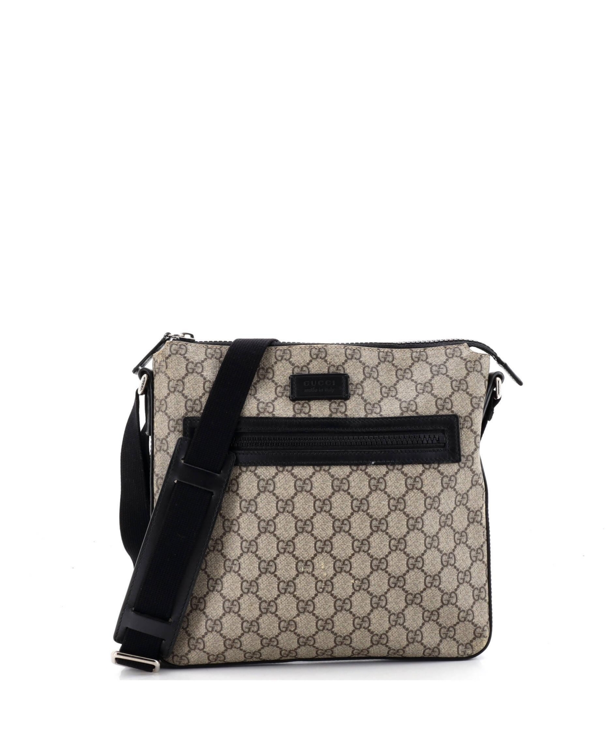 Pre-Owned Gucci Medium Front Zip Messenger Gg Coated Canvas