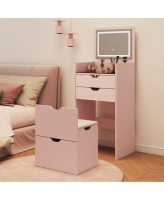 3-in-1 Multifunctional Dressing Table Set with Mirror, Drawers, and Stool