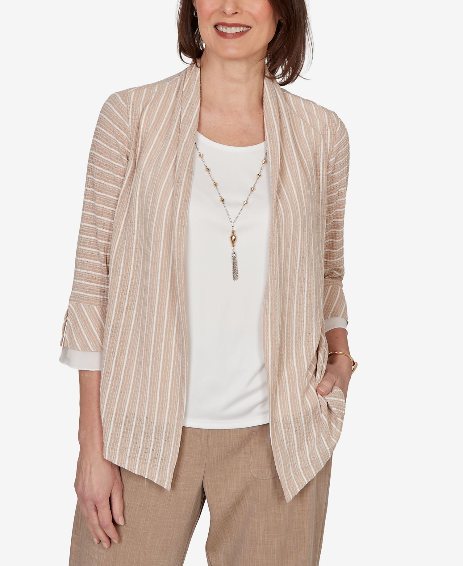 Women's Grand Bazaar Vertical Stripe Two-in-One Top with Necklace