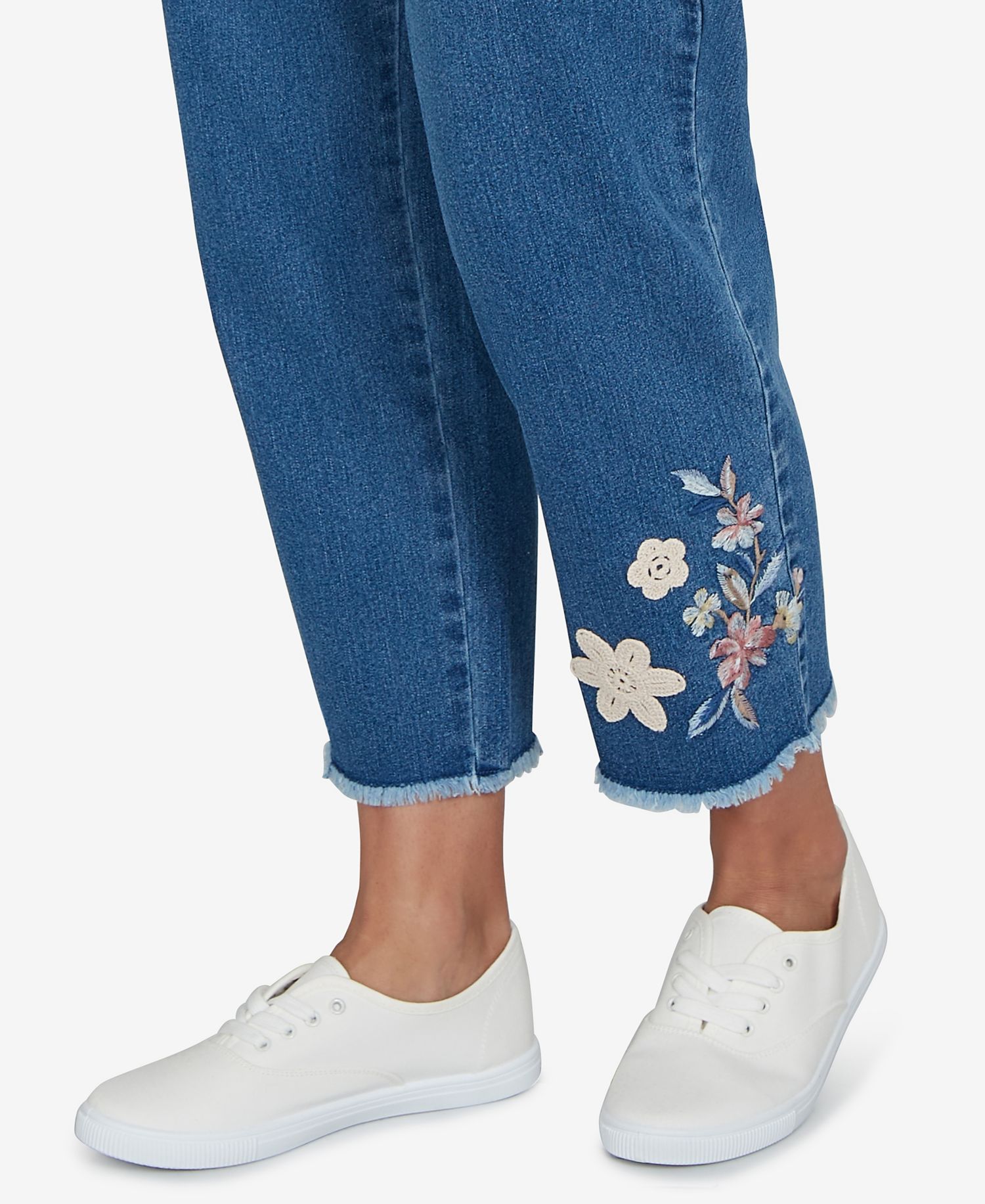 Women's Camden Market Floral Crochet Applique Ankle Jeans