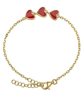 Enamel Multi Hearts Chain Link Bracelet in 14K