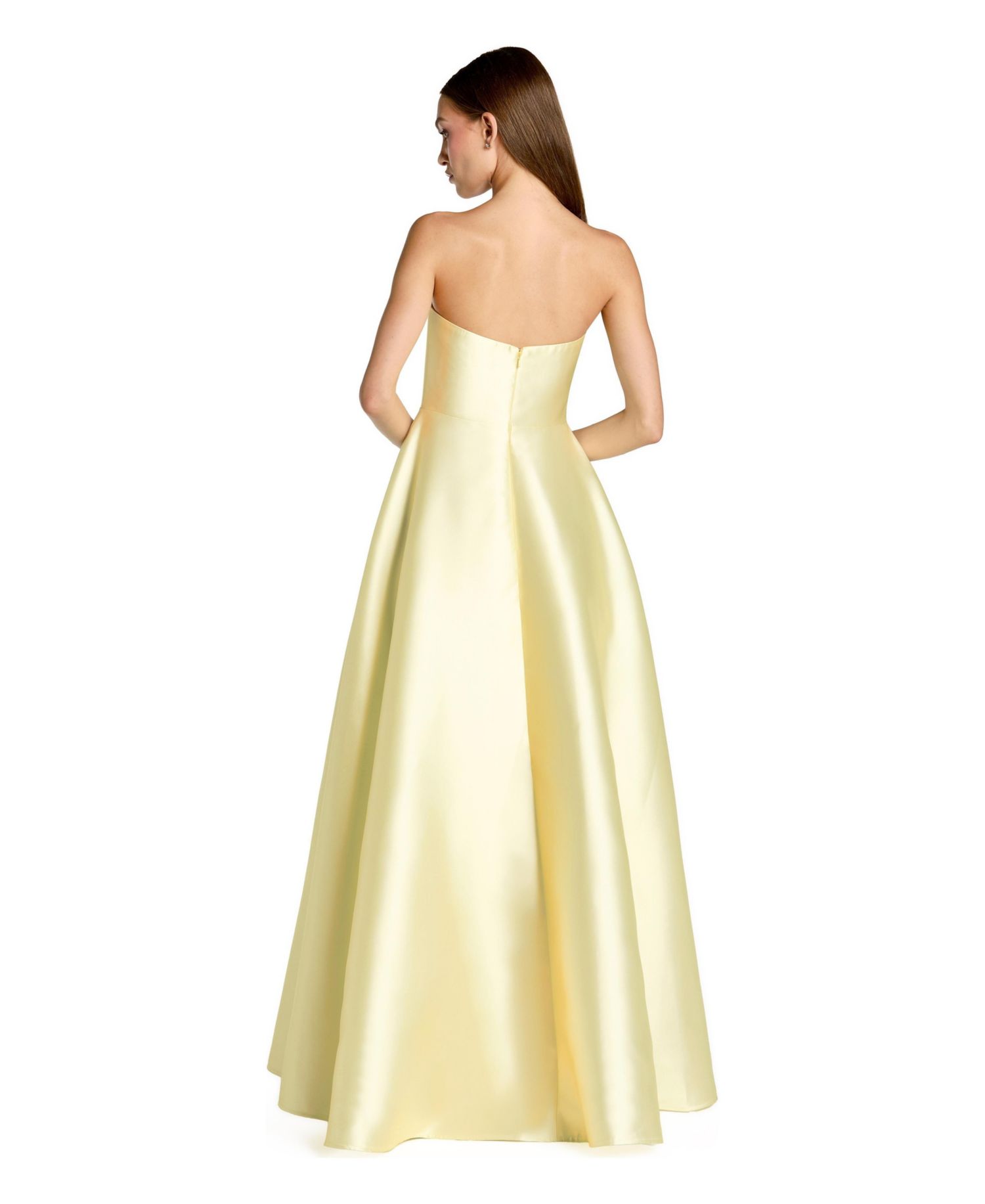 Women's Strapless Floral Printed Mikado Ball Gown