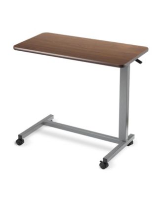 Adjustable Medical Bedside Table - Waterproof Rolling Hospital Tray Table w/L-Shaped Base