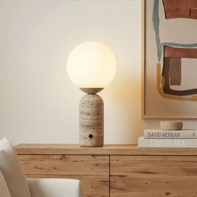 Mila Tall 15" Dimmable LED Table Lamp with Natural Stone Base