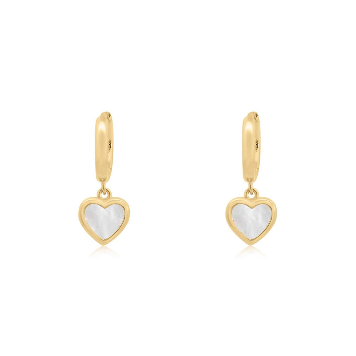 Mini Mother of Pearl Heart Dangle Earrings 14K Gold-Plated Sterling Silver