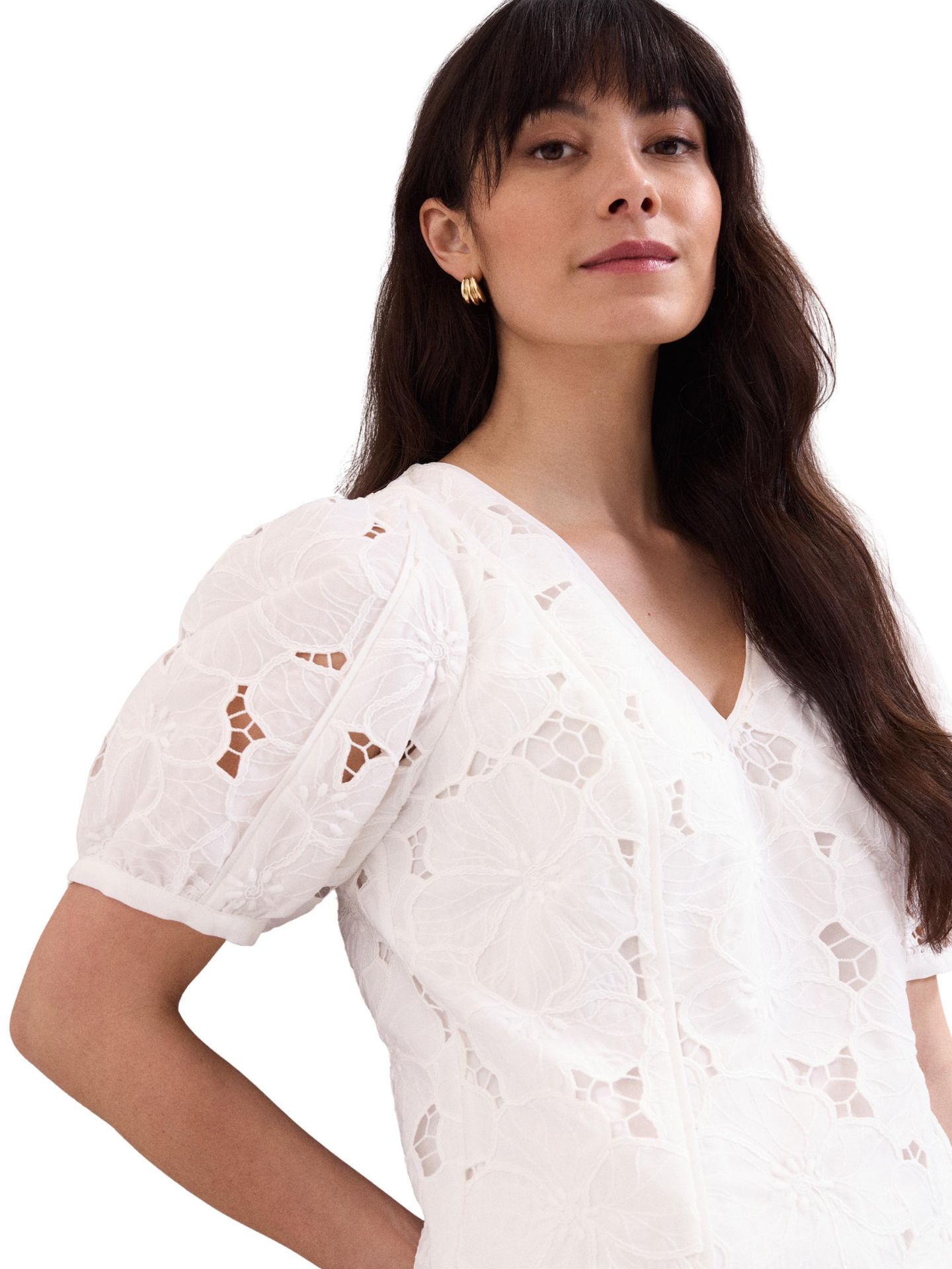 Женская блузка Phase Eight Marina V-Neck Lace, цвет: Слоновая кость — фото 3