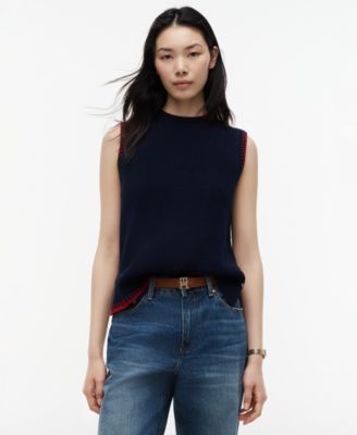 Women’s Crochet Detail Crewneck Sleeveless Vest