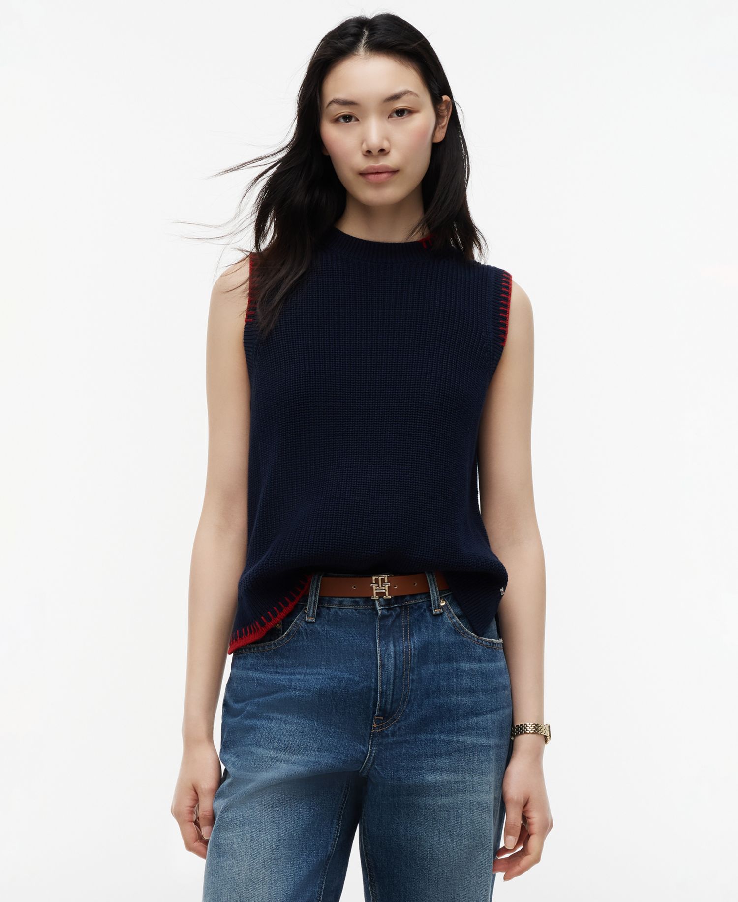 Women’s Crochet Detail Crewneck Sleeveless Vest