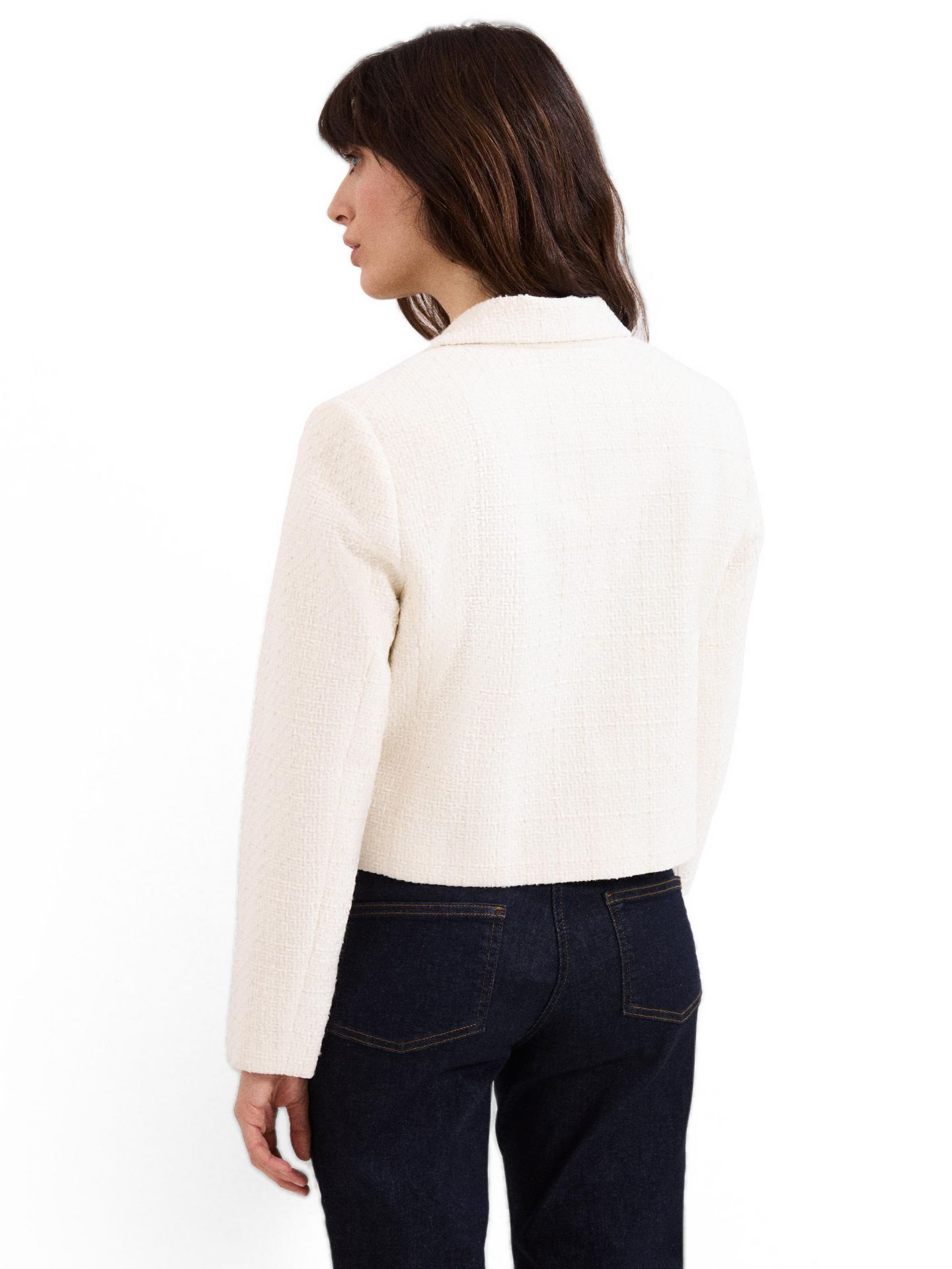 Женская куртка Phase Eight Adria Cropped Textured Jacket Blazer, цвет: Белый — фото 3