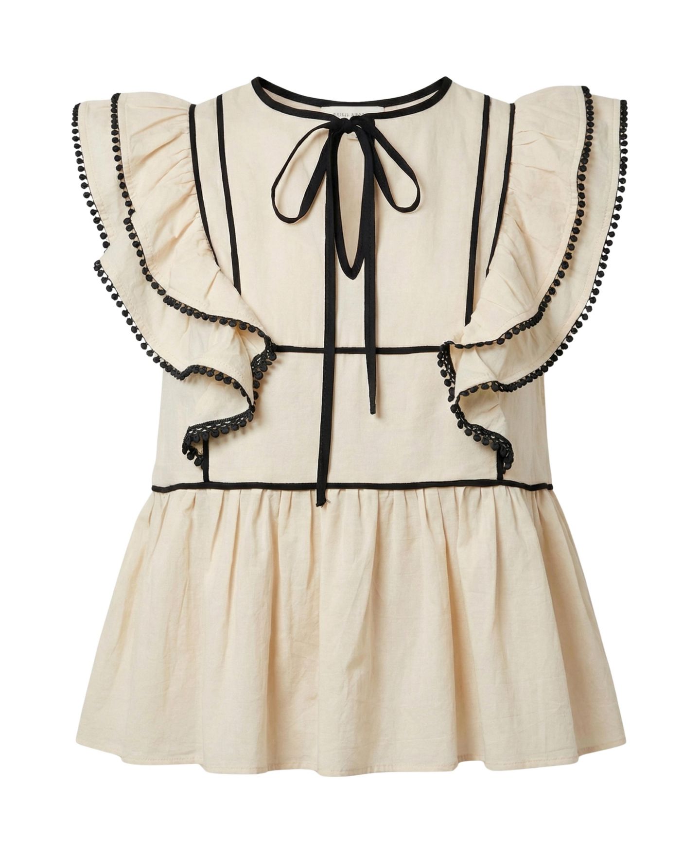 Женский топ Modenaire Ruffle-Sleeve Contrast-Trim Peplum, цвет: Натуральный — фото 5