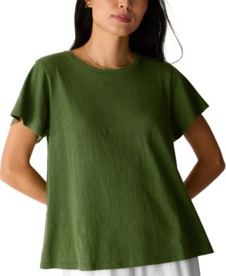 Women's Cotton Cap-Sleeve Crewneck Tee