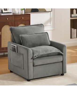 L-Shaped Corduroy Modular Sectional Sofa with Ottoman and Console