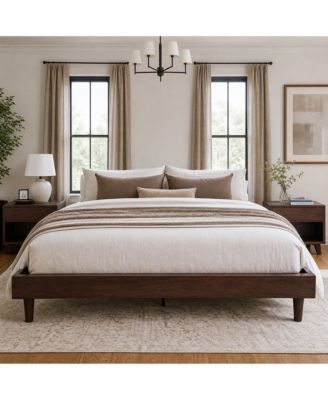 All Size Platform Bed Frame with Wooden Slats, No Box Spring Needed, Sturdy Wood Frame, Easy Assembly