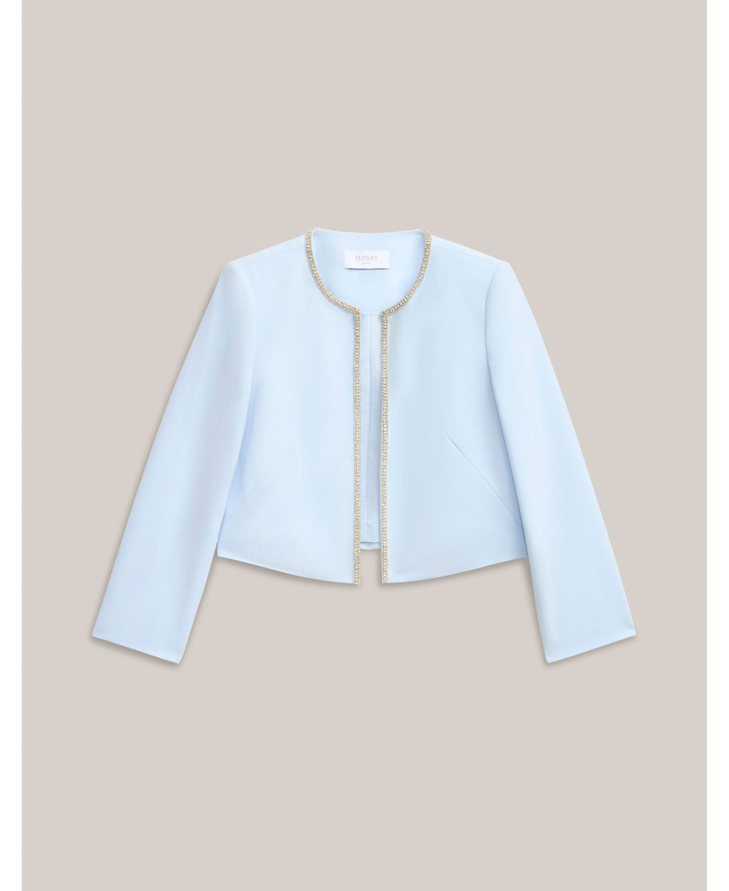 Женская куртка Hobbs London Beatrix Embellished, цвет: Бледный синий — фото 5
