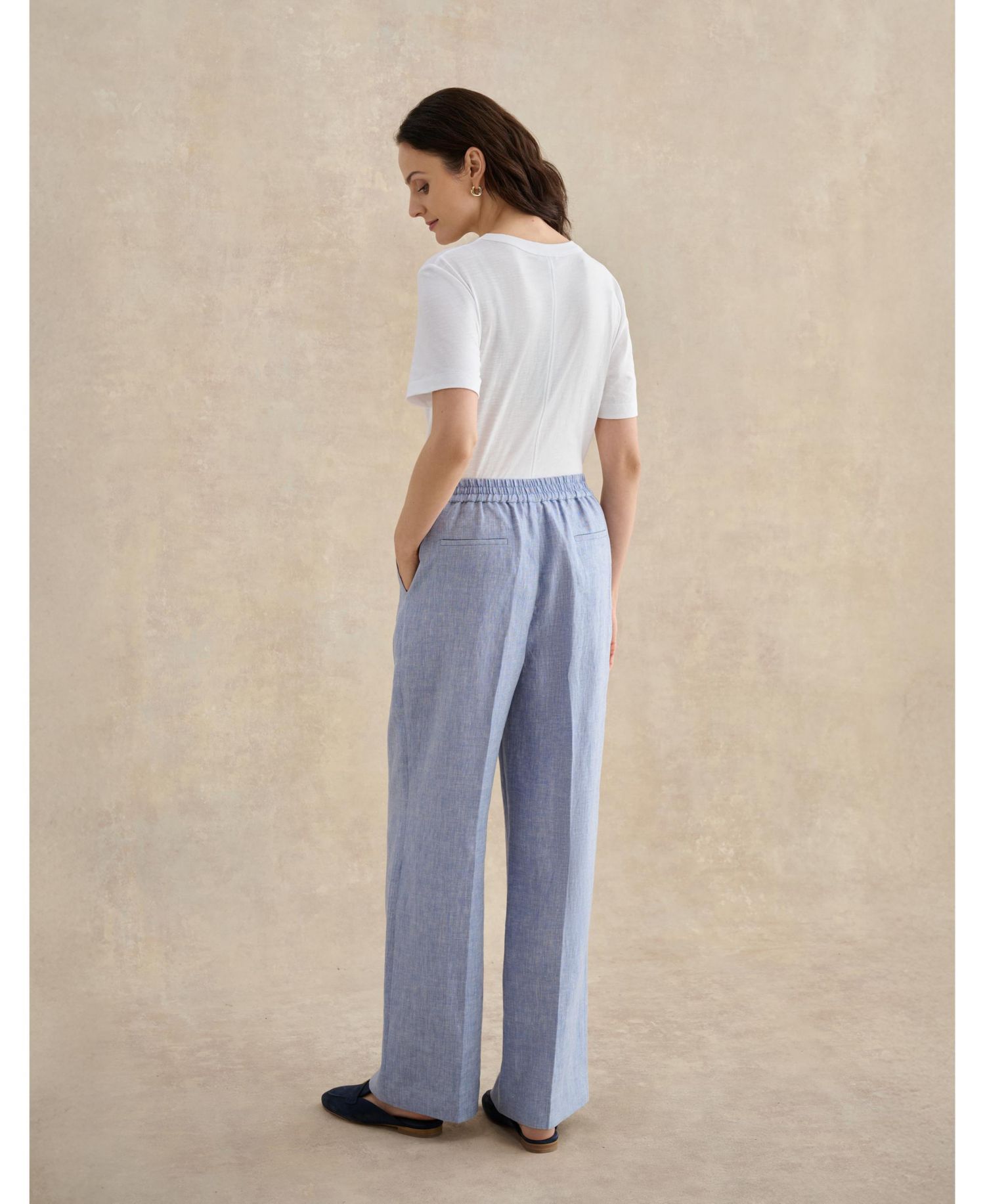 Women's Estella Mid-Rise Wide-Leg Linen Trousers