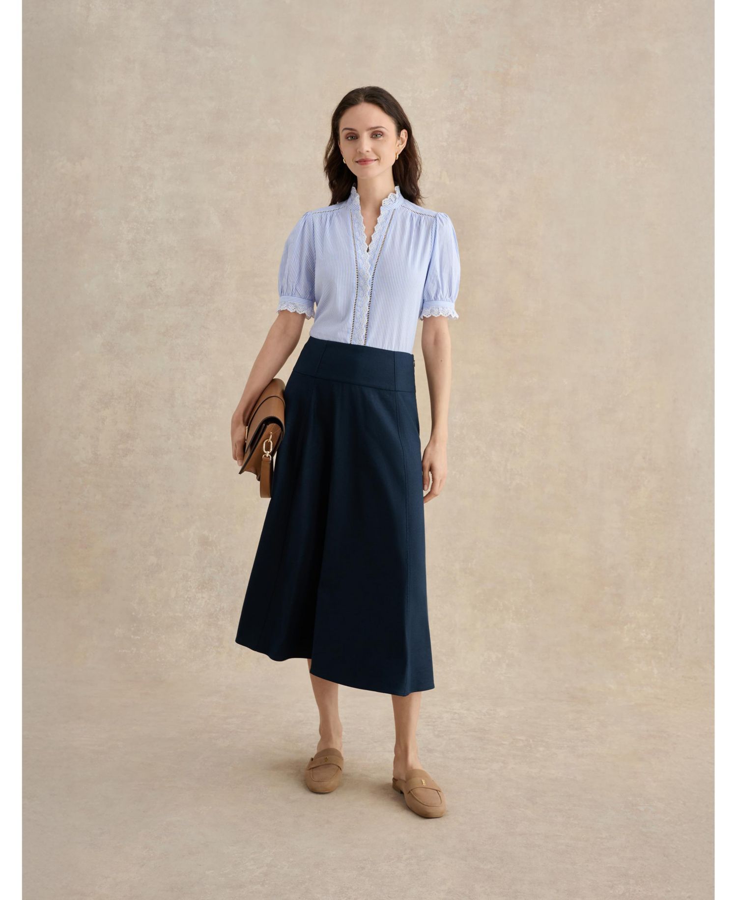 Women's Naima Scalloped Lace Trim Pintuck Blouse