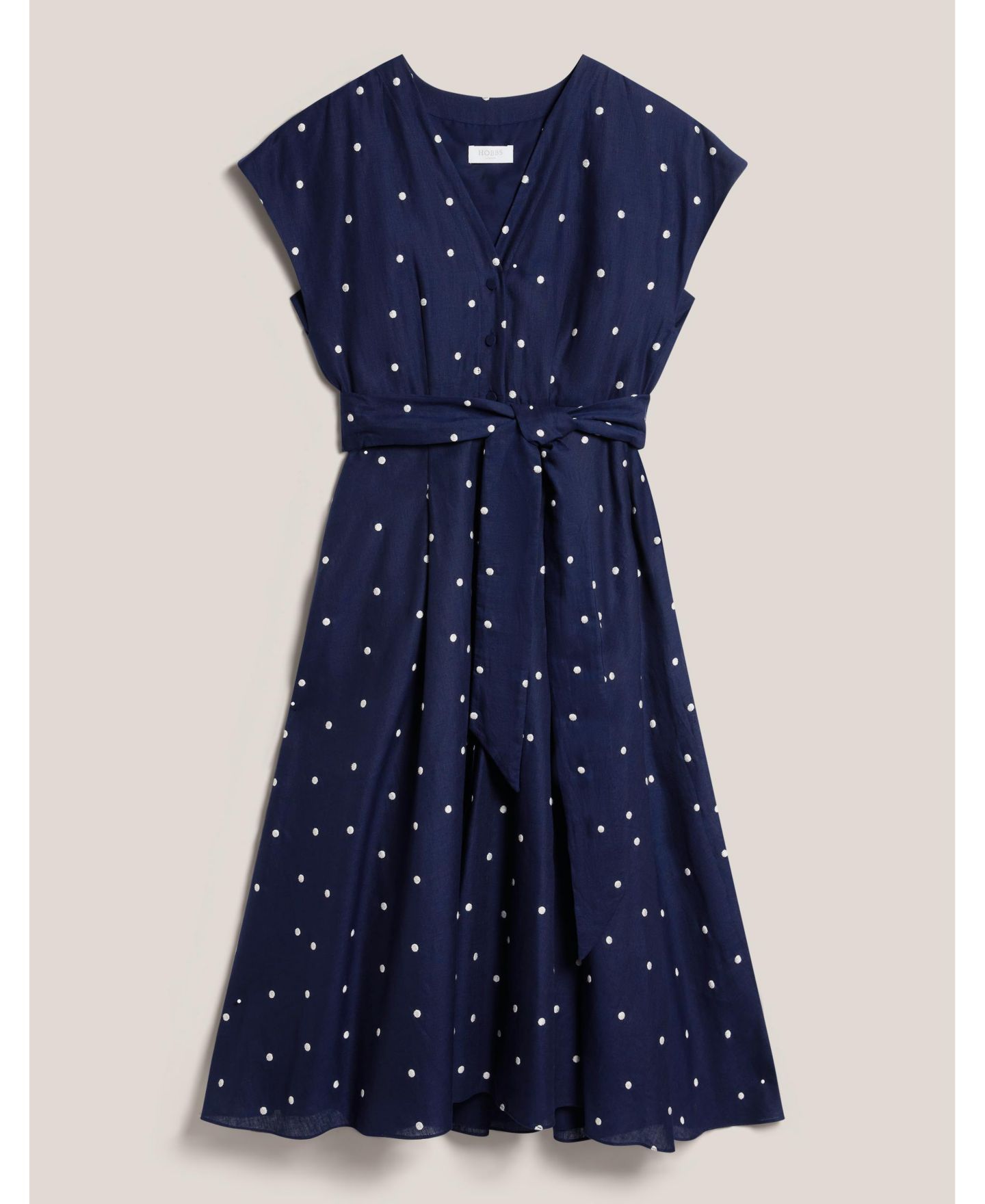 Женское платье Hobbs London Samantha Polka Dot Midi, цвет: Midnightivory — фото 3