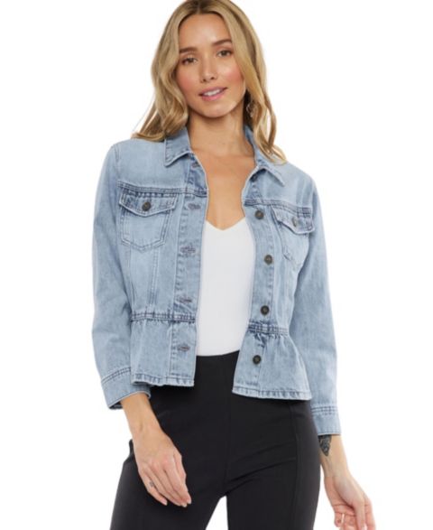 Женские куртки KanCan Women's Marilou Peplum Denim Jacket