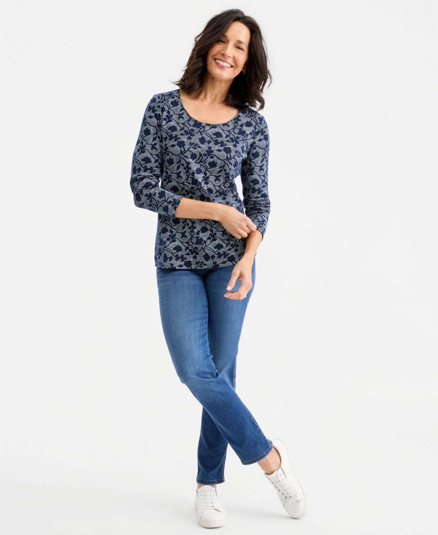 Petite Long-Sleeve Scoop Neck T-Shirt