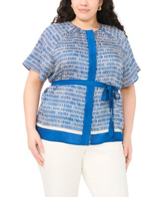 Plus Size Crewneck Flutter-Sleeve Blouse