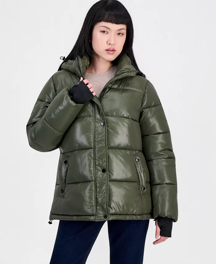 Women's Hooded Short Quilted Puffer Coat - thumbnail 4