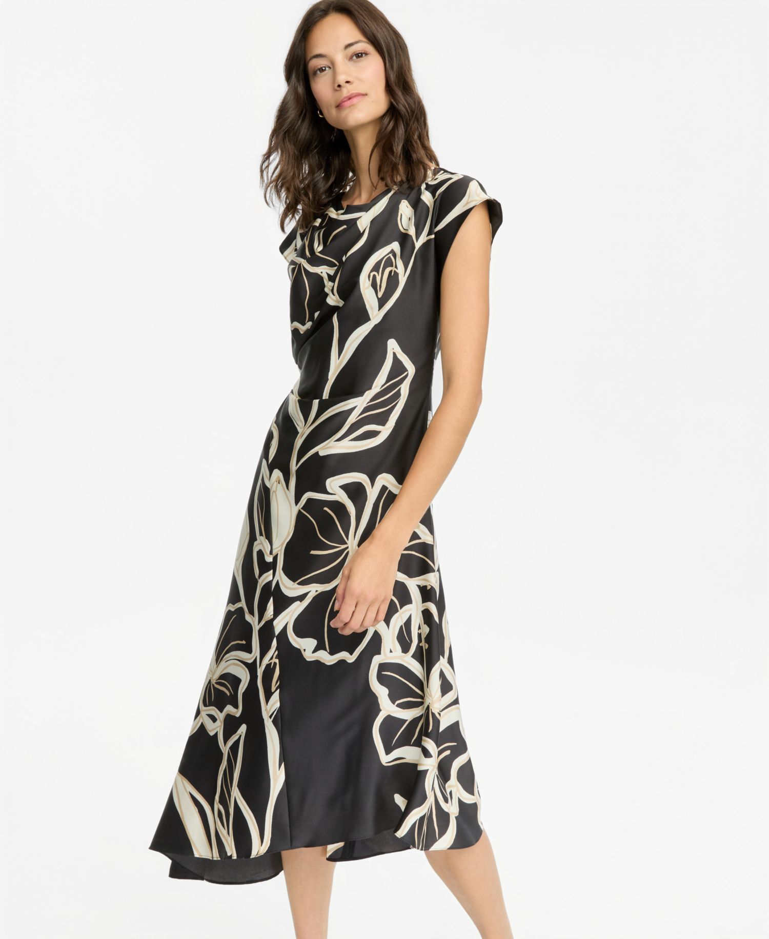 Women's Cap-Sleeve Asymmetric-Hem Dress