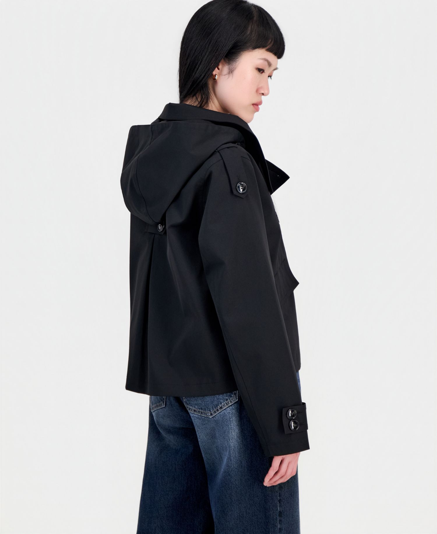 Women's Short Hooded Trench Coat