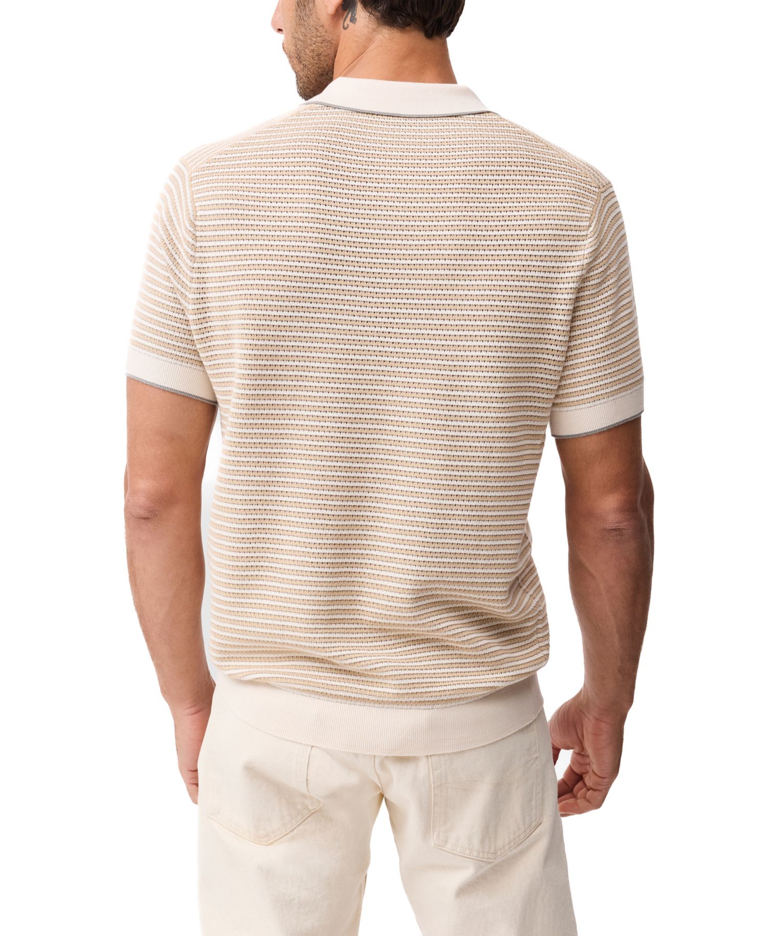 Rodd Gunn Men's Oyster Island Cotton Striped Knit Polo Shirt