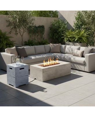  41.9 inch 2-in-1 Rectangular Propane Fire Pit and Tank Cover Table Set
