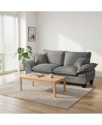 Chenille Sailboat 2-Seater Modular Loveseat with Curved Armrests