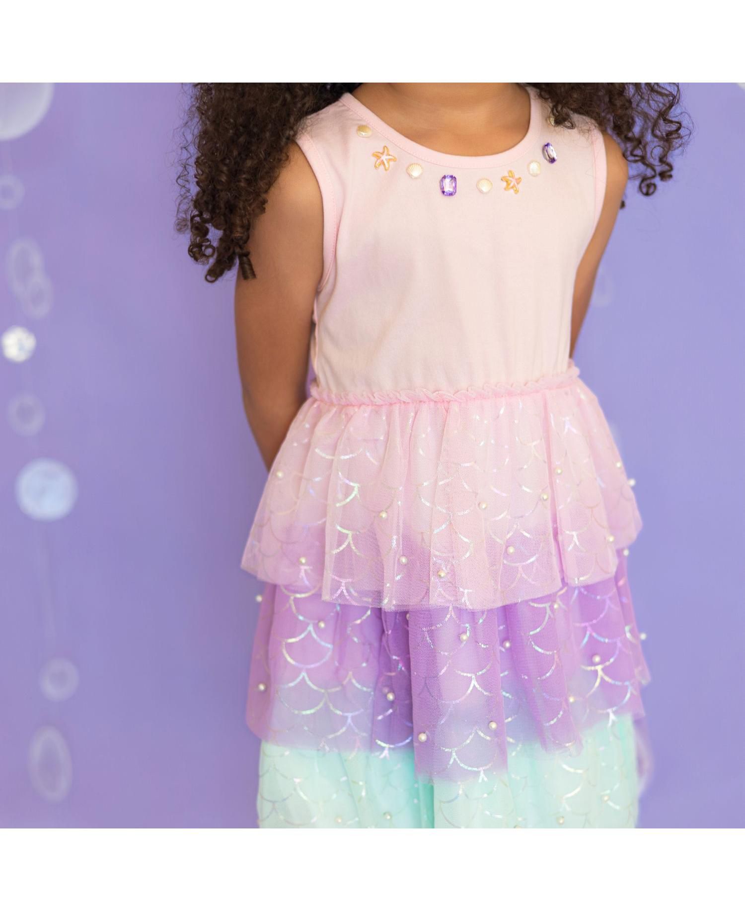 Baby Girls Mermaid Pearl Tank Tutu Dress
