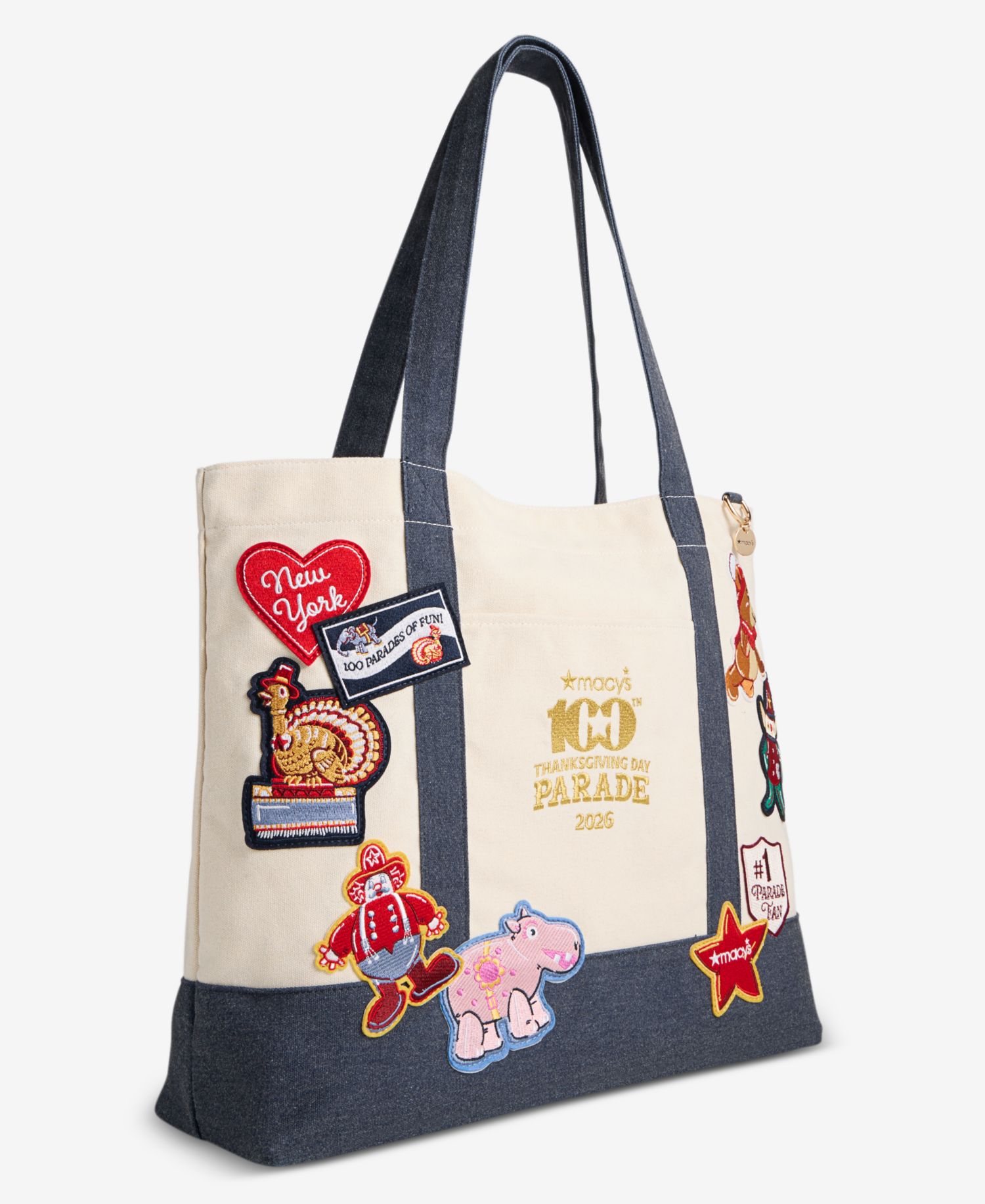 100th Thanksgiving Day Parade Large Balloon Character Patch Canvas Tote Bag