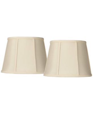 Set of 2 Oval Lamp Shades Small 9" Wide x 6.5" Deep at Top 12" Wide x 8" Deep at Bottom 9" High Spider Harp Finial