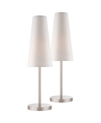 Snippet 26" High Modern Accent Table Lamps Set of 2 Brushed Nickel Finish Metal Living Room Bedroom Bedside
