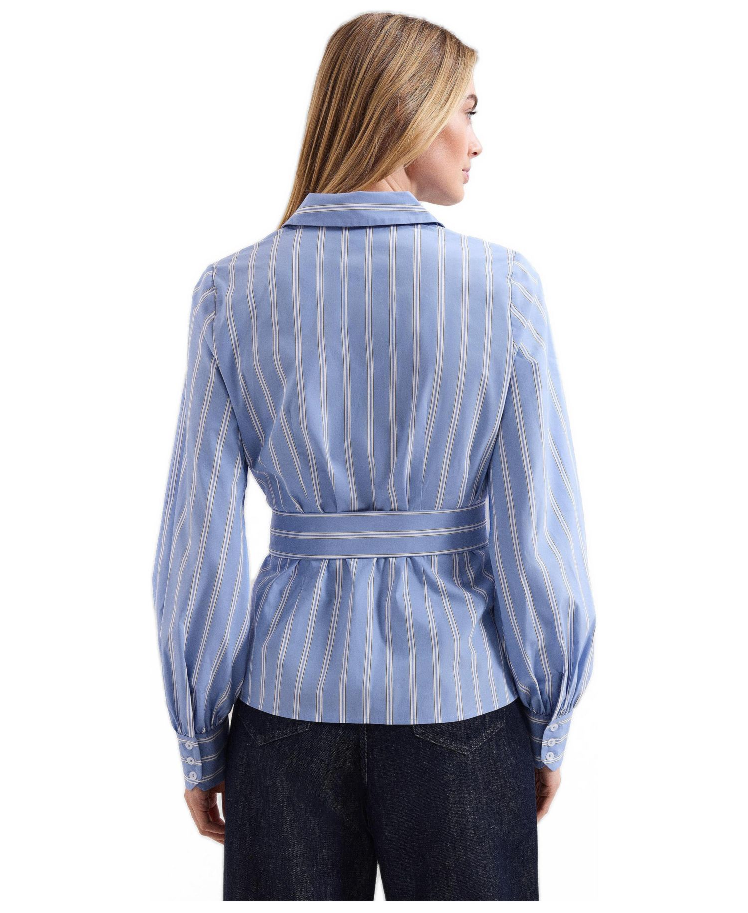 Women's Collared Statement-Belt Shirt