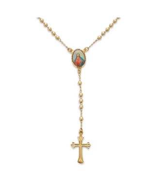 Religious Prayer Rosario Beads Scared Heart of Jesus Cross Rosary Beads Necklace 18K Gold Plated