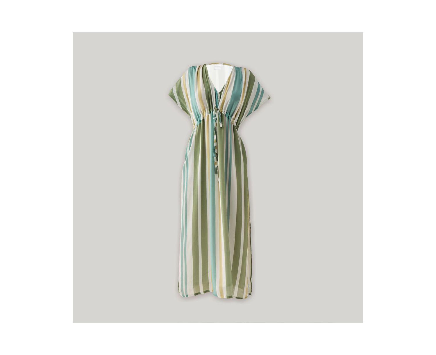 Women's Striped Drawstring Waist Maxi Dress