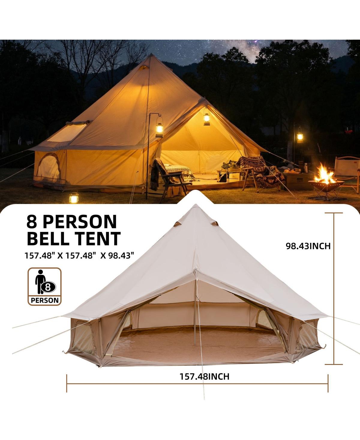 Streamdale Furniture 4 Season 13.1Feet Waterproof Bell Tent with Stove Jack for 8 People