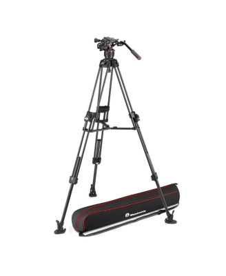 Nitrotech 608 Series Fluid Video Head with 645 FAST Twin Leg Carbon Fiber Tripod and Mid-Level Spreader