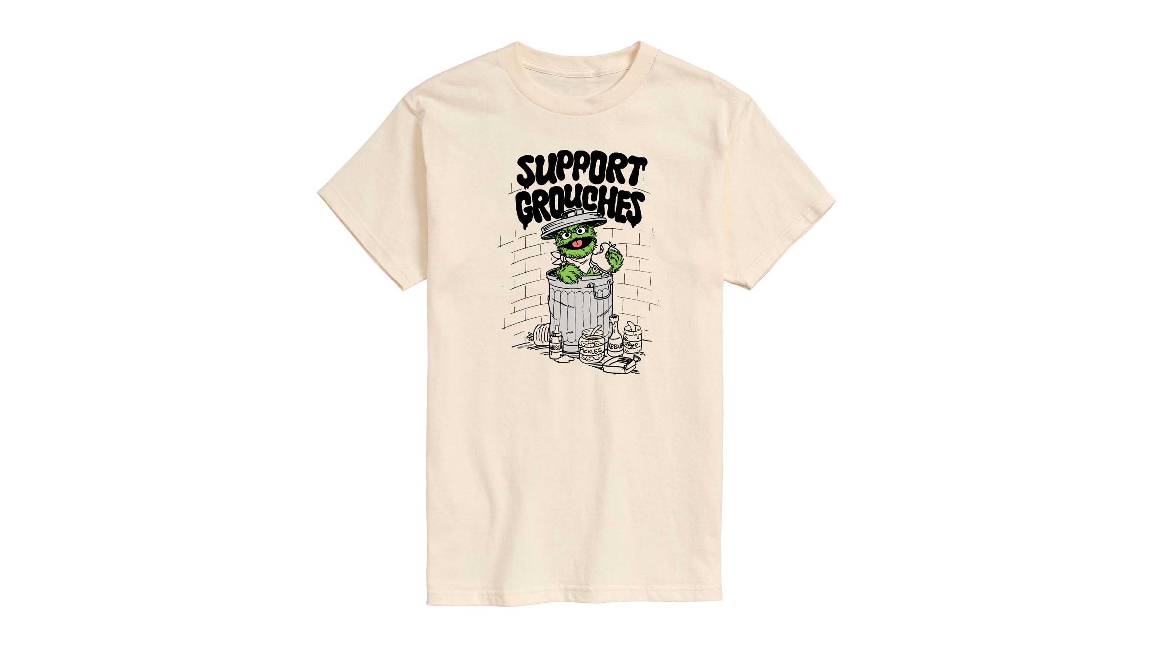 Airwaves Men's Sesame Street Support Grouches Oscar Short-Sleeve Graphic T-Shirt