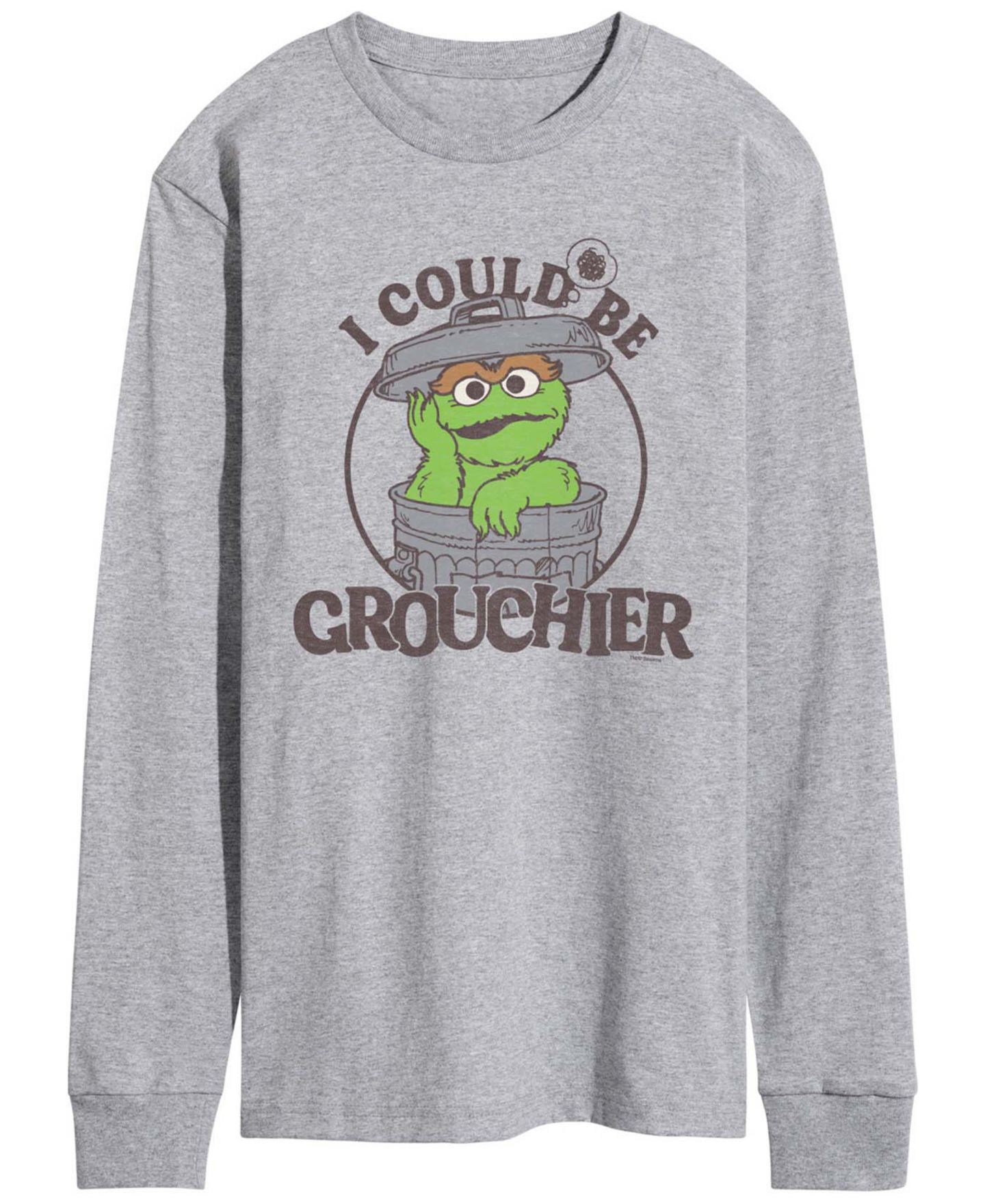 Мужская футболка AIRWAVES Sesame Street Could Be Grouchier Oscar Long-Sleeve Graphic, цвет: Меланжевый — фото 1