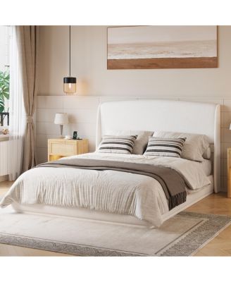 Upholstered Wingback Platform Bed Frame