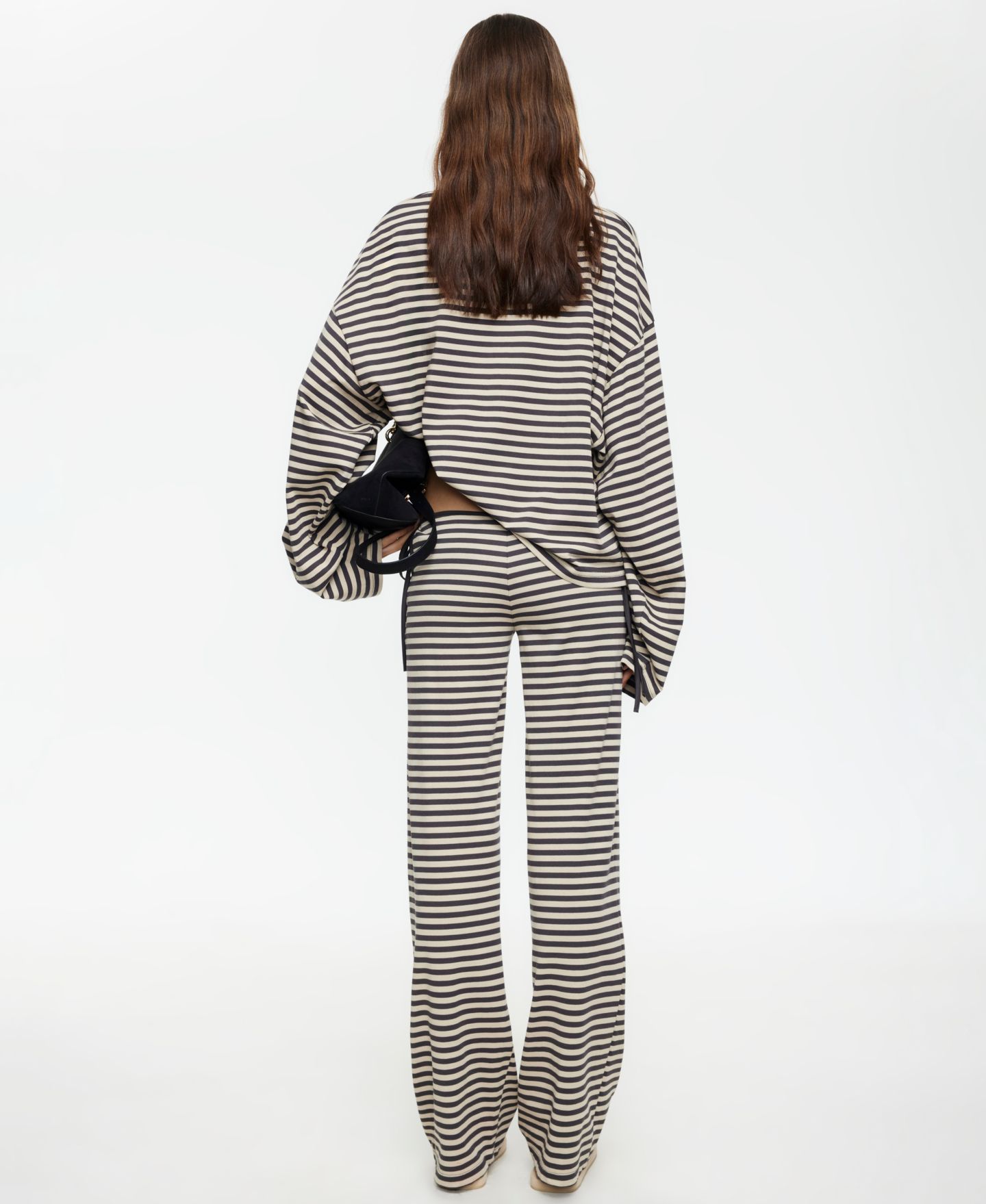Женские брюки Lioness Striped Low-Rise Waist Tie, цвет: Сланцевый полосатый — фото 6