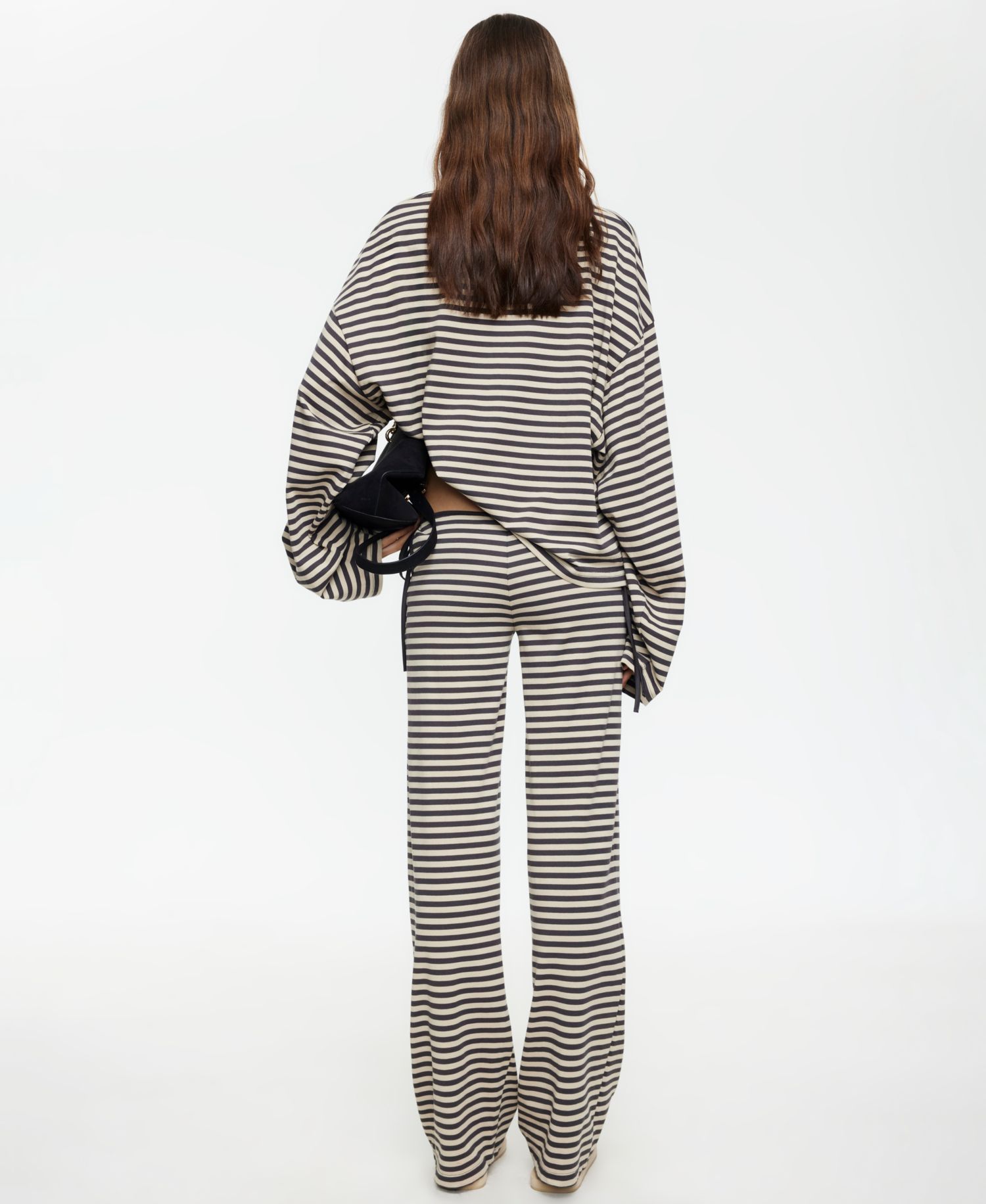 Women's Low-Rise Striped Waist Tie Pants