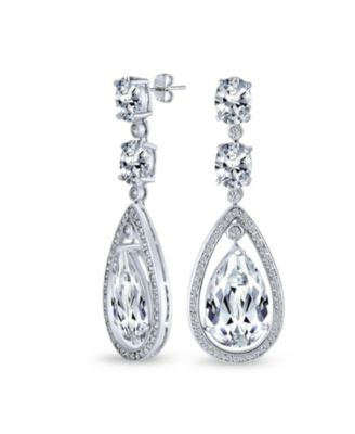 Cocktail Cubic Zirconia Large Statement Teardrop CZ Chandelier Earrings