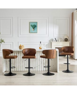 Adjustable Swivel Suede Bar Chairs with Backrest
