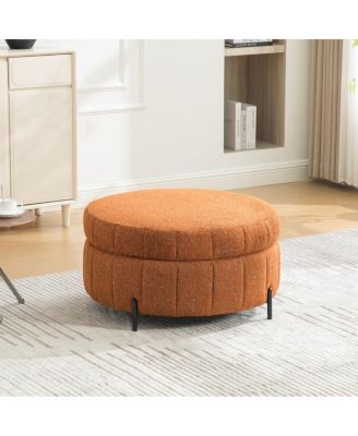 31.3" Round Upholstered Storage Ottoman with Reversible Lid